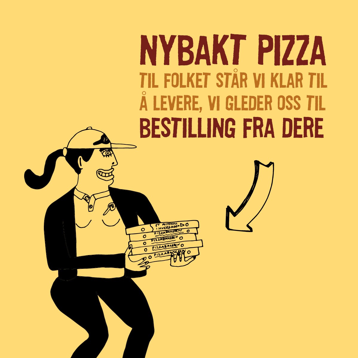 Takeaway-pizza fra Pizzabakeren levert hjem